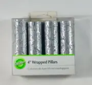 WILTON 4" WRAPPED SILVER SCROLLED CAKE DECORATING PILLARS