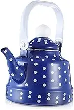 Ipetboom Vintage Enamel Tea Kettle with Ergonomic Handle for Stovetop Whistling Design Suitable for Induction and Electric Cookers for Family Use