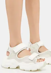[Buffalo] White Binary O Platform Sandals