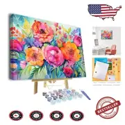 Artistic Floral Paint by Numbers Kit - 16x20 Framed Canvas for Beginners