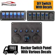 5/6 Gang Rocker Switch Panel Blue LED Light Fit Golf Cart EZ-GO Club Car Yamaha