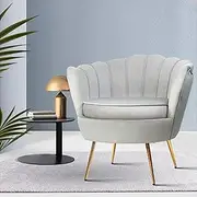 Armchair Lounge Chair Accent Armchairs Retro Single Sofa Velvet Shell Back Seat (Grey)
