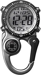 [Dakota] Digital Backpacker Clip Watch – Tactical Waterproof Clip-On Digital Fob Watch with Compass, Alarm, Stopwatch, Timer & Dual Time | Premium Outdoor Gear for Men & Women | Bushwalking, Camping, Defence - SILVER