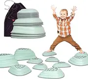makarci Step Stones for Kids - 11 Pack - Non-slip Balance Stones with Rubber Top, Sensory Toys for Toddlers, Obstacle Course Indoor Outdoor