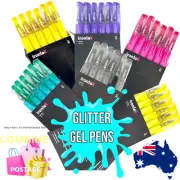 BULK 6pk IRONLAK GLITTER GEL INK PENS 1.0mm Art Drawing Craft Kids PARTY ADULT