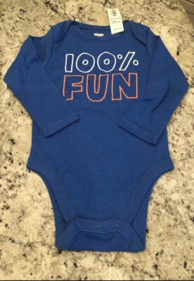 Old Navy Long Sleved One Piece Tee 6-12 Months 100% Fun