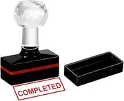 uxcell Completed Stamp Self Inking, Red Ink Office Stamps Pre Inked Message Stamp Refillable Business Stamp, Black