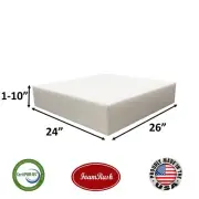 FoamRush 24" x 26" High Density Upholstery Foam Cushion (Made in USA)