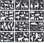 12PCS Animal Plastic Stencils Reusable Journaling Drawing Template for Children Creation, Painting Education, School Projects, Scrapbooking, Kids DIY Crafts