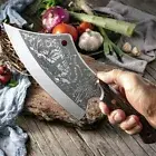 Butcher Knife Stainless Steel Full Tang Wood Handle Chopping Cleaver Slicing Cut