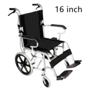 16" Foldable Wheelchair Park Brakes Lightweight Soft Mobility Aid Disabled Fold