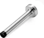 Door Stops, 6 Inch Long Door Stopper, Wall Mount, Heavy Duty Solid Black Doorstop Brushed Stainless Steel With Soft Rubber Bumper Tips Silver 6 Inch