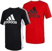 [adidas] Boys and Big Boys 2-Pack Athletic Tops (Black-White/Red-Black, Large 14/16)