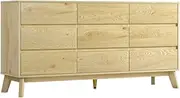 Artiss Chest of Drawers with 9 Drawer, Oak Wood Dresser Tallboy Storage Cabinet Board Side Tables Desk, Floor Stand Nightstand Cabinets, Bedroom Living Room Home Furniture