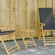 Folding Table Outdoor Patio Dining, Wooden Table, Acacia, Foldable, Round, 脴45x45 cm Bamboo