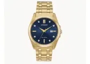 CITIZEN BM7103-51L ECO-DRIVE BLUE DATE DIAL GOLD MENS WATCH