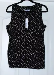 Chico's TOUCH of COOL POLKA DOT TANK Size 3 XL 16 18 Black White Top NWT $40