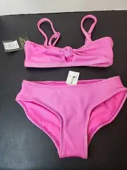 Girls Kids Pink Sparkle Glitter Bikini Top & Bottom Size Medium 8 Art Class
