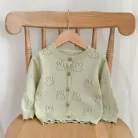在飛比找ETMall東森購物網優惠-嬰兒外套可愛超萌針織開衫春秋裝薄款女童夏裝寶寶兔子鏤空空調衫