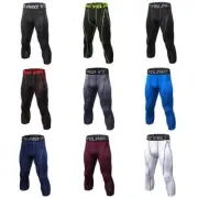 Men's 3/4 Cropped Compression Pants Gym Sports Base Layers Running Tights AU