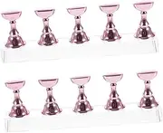 Happyyami Professional Manicure Tool 2 Sets Nail Art Practice Base Magnetic Tip Stand Nail Art Display Rack