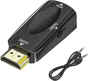 HDMI VGA Adapter with Jack 3.5 mm Female (3 Pin, Stereo) Adapter HDMI to VGA Adapter Male to Female for Computer Desktop Laptop PC Projector Raspberry Pi Roku Xbox PS4 MacBook Mac Mini