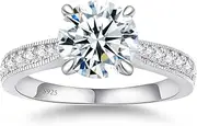 [Elio Passero] Moissanite Engagement Rings for Women,Women's Solitaire Engagement Moissanite Promise Rings 925 Sterling Silver with 18K Gold Plated,D Color VVS1 Wedding Band Moissanite Ring 1.5/2/3/4CT