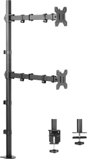 Dual Monitor Desk Mount Stand for 27in Screens, Fully Adjustable