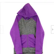 HEAD Girls Full Zip Hoodie Jacket,(Charcoal Heather/Purple M 1012)NWT