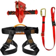 Fusion Climb Pro Backyard Zip Line Kit Harness Lanyard Trolley Black FK-A-HLT-31
