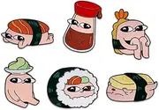 Ketnipz Sushi Pin Set, Official Licensed Ketnipz Sushi Pins, Collectors Box Includes 6 Pins by Youtooz Ketnipz Collection, Aluminum, no gemstone