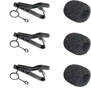 Luwigs 3pcs Lavalier Microphone Metal Tie Clips with 3pcs Lapel Mic Windscreen Foam Covers, Lapel Microphone Replacement Kit, Metal Lapel Mic Clips Sponge Cover Kit (6 Pack, 7.5mm)