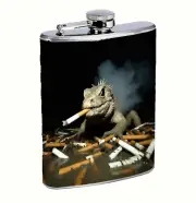 Smoking Lizard L14 8oz Stainless Steel Hip Flask Drinking Whiskey Liquor