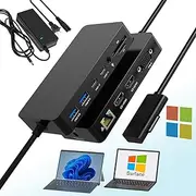 Microsoft Surface Pro Docking Station Triple Display Dual HDMI+VGA, 12 in 1 Surface Dock with Ethernet SD/TF Audio 4*USB, Dock for Surface pro 10/9/8/X/7/6/5/4, Surface Laptop 6/5/4/3/2, Surface Book