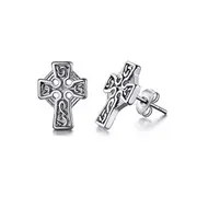 Stainless Steel Celtic Cross Stud Earrings