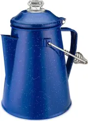 12-Cup Camping Percolator Coffee Pot - Blue Enamel, Dishwasher Safe & Toxin-Free
