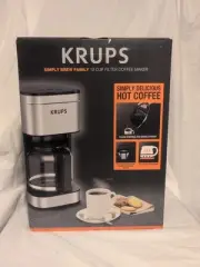 KRUPS Simply Brew 10 Cup Drip Coffee Maker Stainless Steel with Brew Strength...