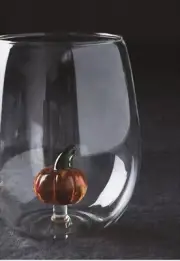Anthropologie Eerie Stemless Wine Glass Pumpkin Fall New In Box