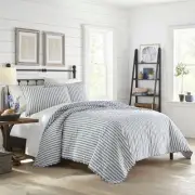 King Willow Way Ticking Stripe Quilt & Sham Set Navy - Stone
