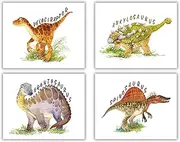 Unframed Motivational Wall Art - Set of 4 Dinosaur Watercolor Wall Art For Boys Bedroom, 10X8 inch Dinosaur Watercolor Wall Decor Art Prints for Nursery and Kids Teen Girls Room Wall Decorations