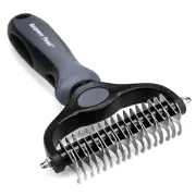 Pet Grooming Brush - Double Sided Undercoat Rake for Dogs and Cats, Extra Wide,