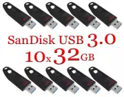 SanDisk 32GB Black Lot 10 Ultra USB 3.0 Flash Drive Memory Stick 10x32G CZ48-032