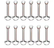 10 pc 16G 2MM CLEAR CZ LABRET LIP EAR RING TRAGUS STUD STEEL INTERNALLY THREADED