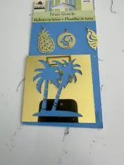 Plaid All Night Media Brass Stencils Palm Trees Pineapple Sea Shell Misc Tag