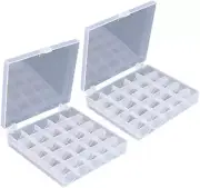 25 Slots Empty Bobbins Spools Box, Sewing Craft Plastic Case Storage Box for Sew