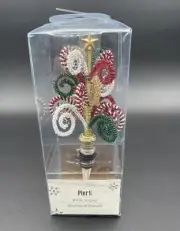 NIB PIER 1 IMPORTS Beaded Christmas Tree Holiday Wine Bottle Stopper 8" Whimsy