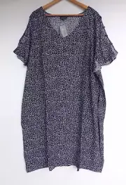 New Autograph Dress 24 Womens Blue Navy White Split Sleeve Shift Viscose