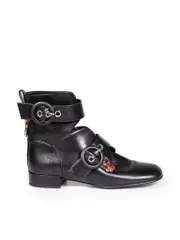 Black Crystal Embellished Ankle Boots