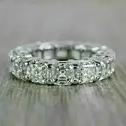 4CT Asscher Cut Lab Created Diamond Eternity Band Ring In 14K White Gold Plated