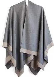 [Morgan and Taylor] Leonora Poncho, Camel/Grey